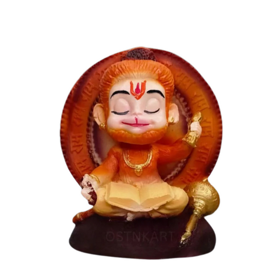 OSTNKART Bal Hanuman Ji Murti Polyresin 3.5 inch Car Dashboard Idol Religious Gift Item (Multicolour Size-L-8,W-5,H-9 cm)