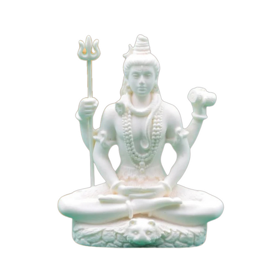 OSTNKART Shiva Statue Car Dashboard Idol, Shiv Ji for Birthday,Annivesary, Home & Office Pooja Room,Living Room Show Piece New House Warming Gift (White,Size -8 * 7 * 3.5 cm,Resin)
