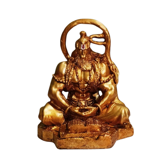 OSTNKART Hanuman Murti Car Dashboard Idol 3.5 Inch Polyresin Golden Home & Office Decor Statue, Living Room Show Piece, New House Warming, Birthday, Diwali Gift