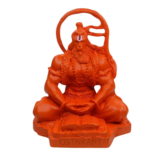 OSTNKART Hanuman Murti Car Dashboard Idol 3.5 Inch Polyresin Orange Home & Office Decor Statue, Living Room Show Piece, New House Warming, Birthday, Diwali Gift